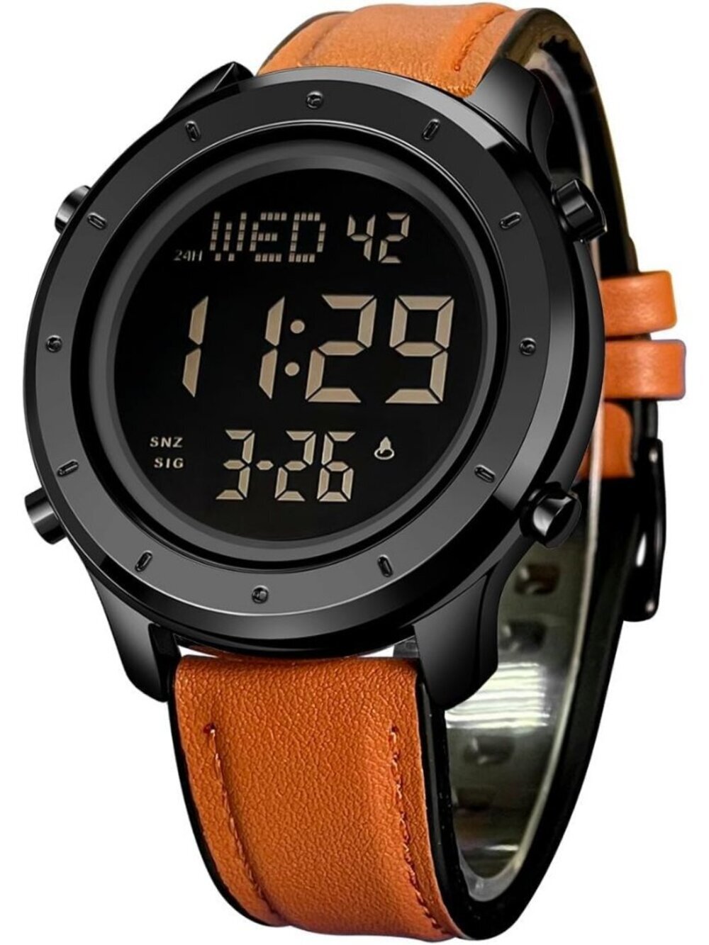 Men's Brown Black Analog Quartz Stainless Steel Waterproof Digital Wrist Watch